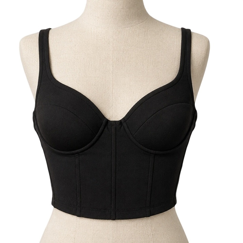 Black Corset Bustier Top Size L Y2K Goth Dark Feminine Sexy Witchy Halloween
